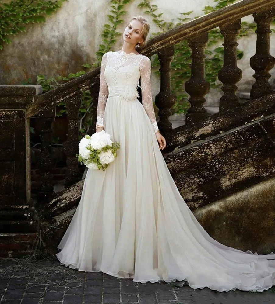Custom Made Sexy Sheer Beach Country Wedding Dresses Spring Modest With Lace Long Sleeves 2019 Vintage Cheap Bridal Dress Formal
Custom Made Sexy Sheer Beach Country Wedding Dresses Spring Modest With Lace Long Sleeves 2019 Vintage Cheap Bridal Dress Formal
