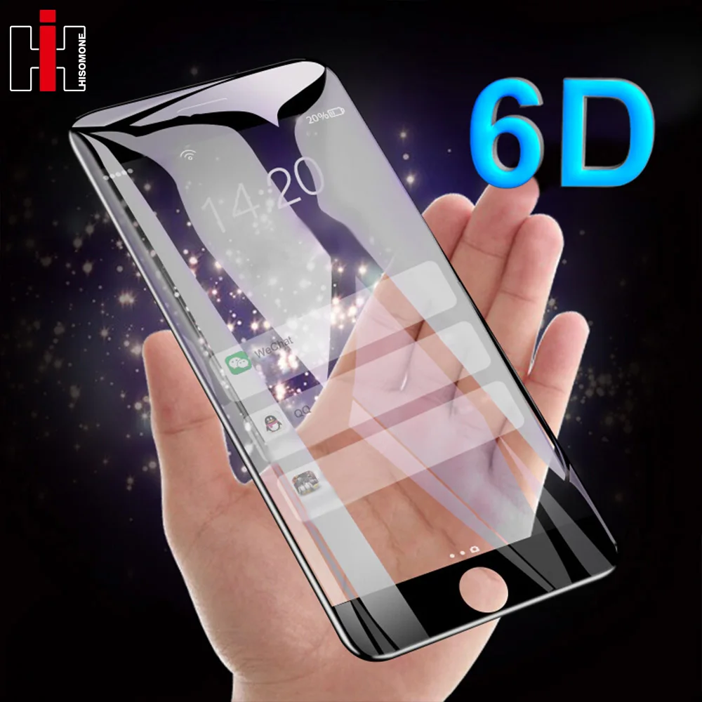 Hisomone закаленное стекло для iPhone 8 Защита экрана 6D полное покрытие Защитное 6 6S 7 Plus