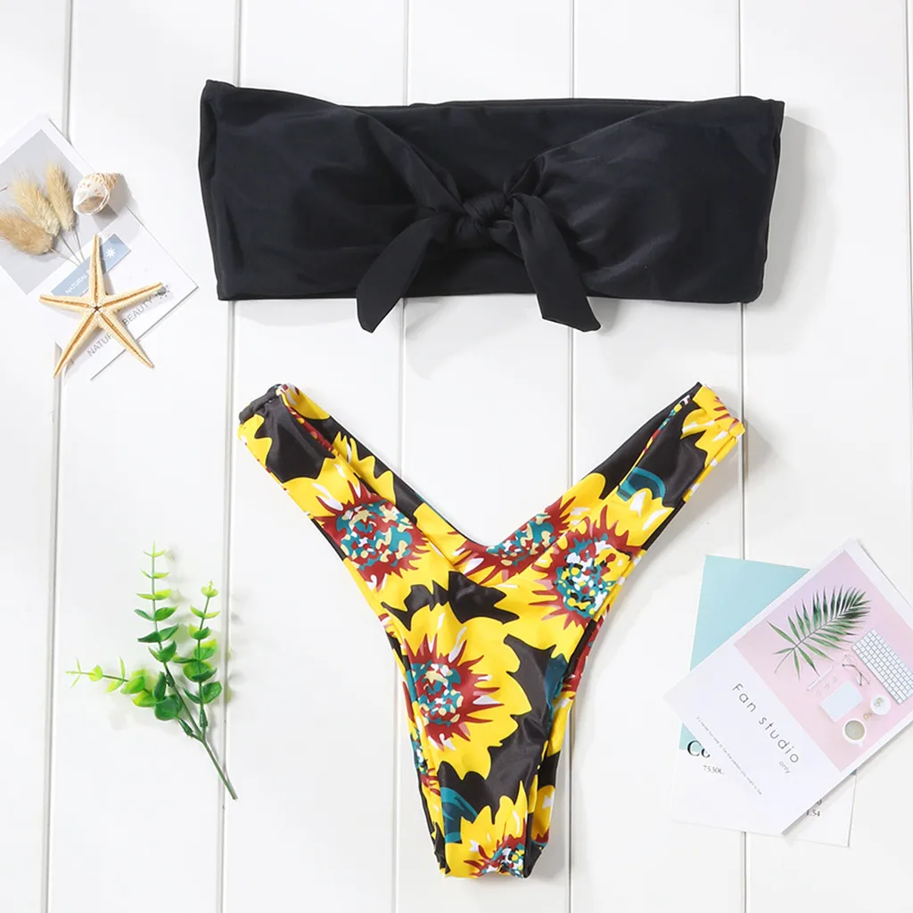 Sexy Sunflower bandeau Bikini Swimwear Women's Sexy Two Piece Bikini Swimsuit Sunflower Print Swim Dress Bathing Suit Beachwear
Sexy Sunflower bandeau Bikini Swimwear Women's Sexy Two Piece Bikini Swimsuit Sunflower Print Swim Dress Bathing Suit Beachwear