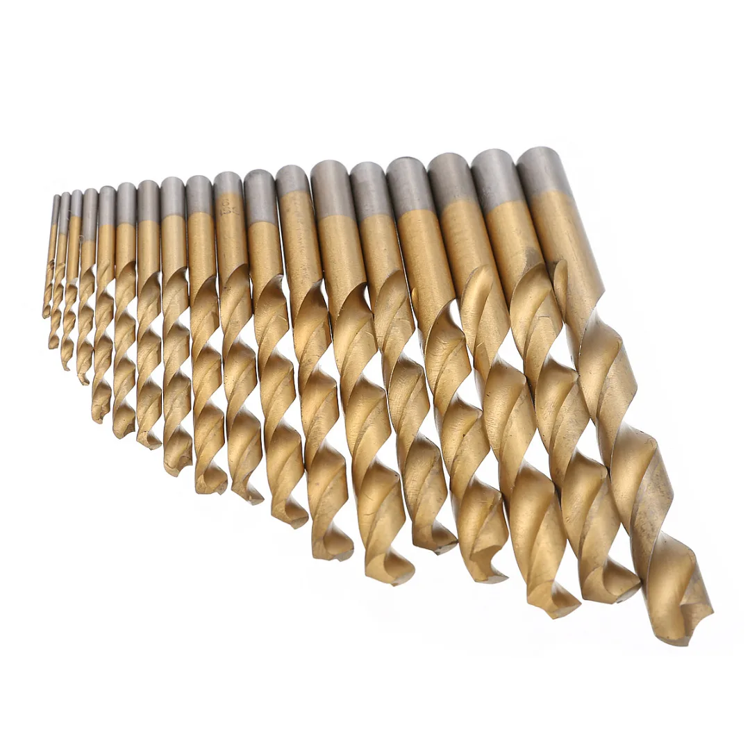 19Pcs Titanium Coated HSS Drill Bit Set 1-10mm Metal Drilling Twist Drill Bit Power Tool Accessories
19Pcs Titanium Coated HSS Drill Bit Set 1-10mm Metal Drilling Twist Drill Bit Power Tool Accessories