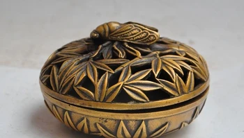 5"chinese fengshui bronze animal Cicada Bamboo joss statue incense burner Censer
5"chinese fengshui bronze animal Cicada Bamboo joss statue incense burner Censer