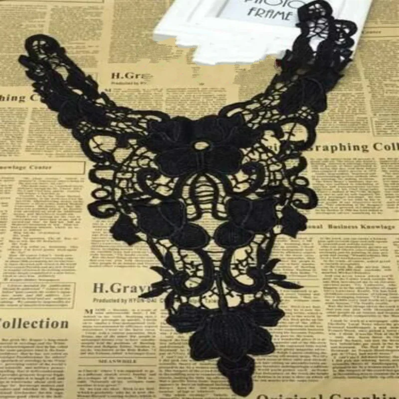2pcs/lot Black Embroidery Collar Venise Lace Flowers Neckline Collar Applique Trim and Lace fabric sewing supplies
2pcs/lot Black Embroidery Collar Venise Lace Flowers Neckline Collar Applique Trim and Lace fabric sewing supplies