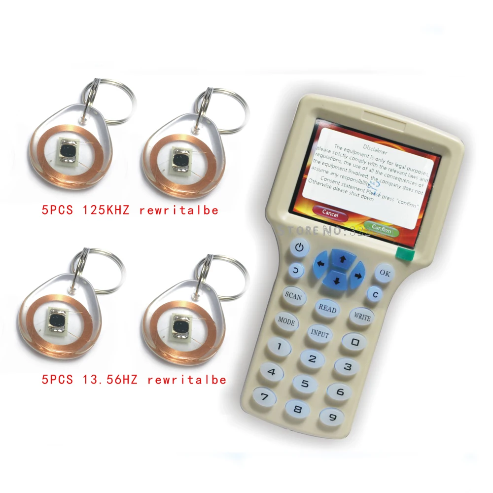 Updated version Handheld 125KHz -13.56MHZ RFID Copier Writer Duplicator with English encryption software +10pcs Writable Cards
Updated version Handheld 125KHz -13.56MHZ RFID Copier Writer Duplicator with English encryption software +10pcs Writable Cards