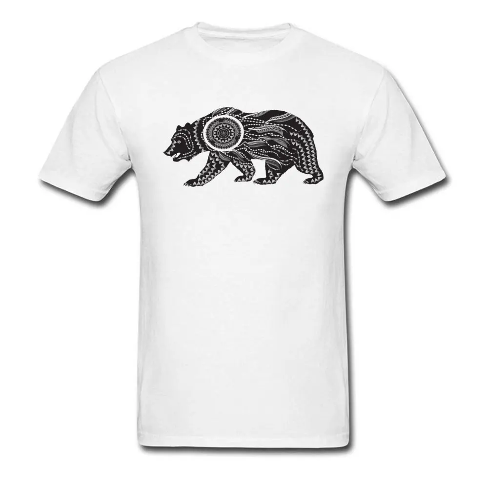Ornamental Bear Mens 2018 Fashion Design Tops Shirt Round Collar Summer/Autumn Cotton Fabric Tshirts Custom Short Sleeve Tshirts Ornamental Bear white