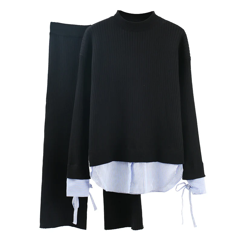 Women Sweater Tracksuit Suit Two Piece Sets Casual Knit Long Sleeve Pullover Sweaters Tops Wide Leg Pants Knitted Female Clothes
Women Sweater Tracksuit Suit Two Piece Sets Casual Knit Long Sleeve Pullover Sweaters Tops Wide Leg Pants Knitted Female Clothes