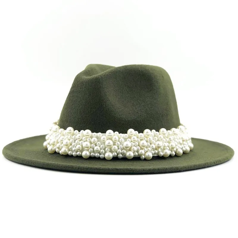 New Women Men Wool Fedora Hat With pearl Ribbon Gentleman Elegant Lady Winter Autumn Wide Brim Church Panama Sombrero Jazz Cap
New Women Men Wool Fedora Hat With pearl Ribbon Gentleman Elegant Lady Winter Autumn Wide Brim Church Panama Sombrero Jazz Cap
