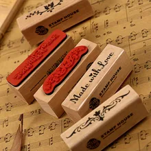 Retro De Madeira do vintage Selo Stamper Palavras Românticas Rendas Flor Rosa Decoração DIY Para Scrapbooking Diário Papelaria Álbum de Fotos(China)