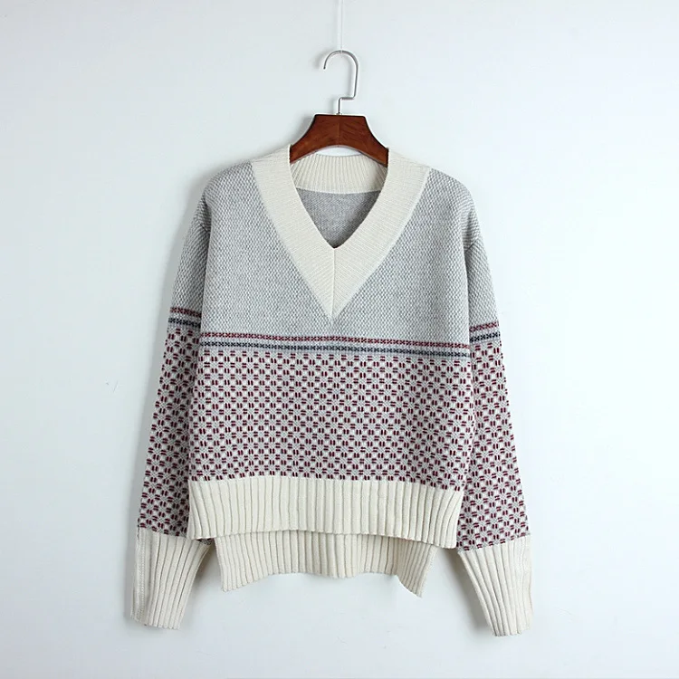 Runway Autumn 2018 v-neck sweater women korean patchwork irregular back crab knitted Jacquard split pullover jumper Loose top
Runway Autumn 2018 v-neck sweater women korean patchwork irregular back crab knitted Jacquard split pullover jumper Loose top