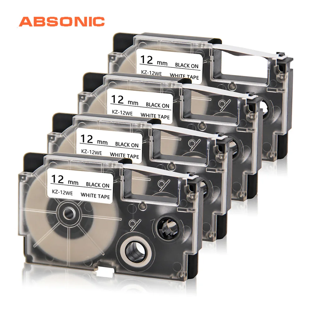Absonic 4PCS XR-12X XR-12WE Black on Clear/White Label Tape Cartridge Compatible for Casio KL-120 KL-100 KL-820 KL-7200 Printer
Absonic 4PCS XR-12X XR-12WE Black on Clear/White Label Tape Cartridge Compatible for Casio KL-120 KL-100 KL-820 KL-7200 Printer
