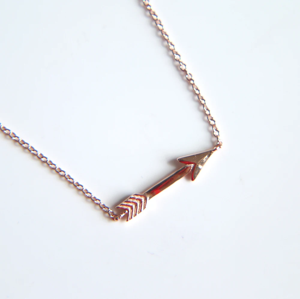 promotion pure 925 sterling silver necklace plain arrow sideway charm girl gift necklaces jewelry | Украшения и аксессуары