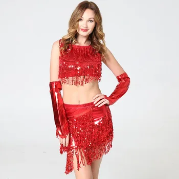 BLINGSTORY 3pcs/set Belly Dance Costume Three-piece Suit Sequin Tassel Stage Performance Fringe Bellydance Skirt with Gloves
BLINGSTORY 3pcs/set Belly Dance Costume Three-piece Suit Sequin Tassel Stage Performance Fringe Bellydance Skirt with Gloves
