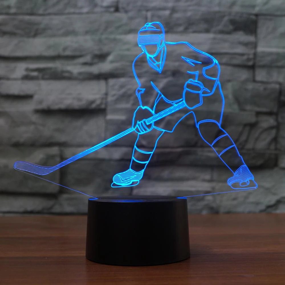 7 Color Changable Usb Nightlight 3D Visual Ice Hockey Player Shape Table Lamp Led Lighting Luminaria Kids Sleep Lighting Fixture
7 Color Changable Usb Nightlight 3D Visual Ice Hockey Player Shape Table Lamp Led Lighting Luminaria Kids Sleep Lighting Fixture