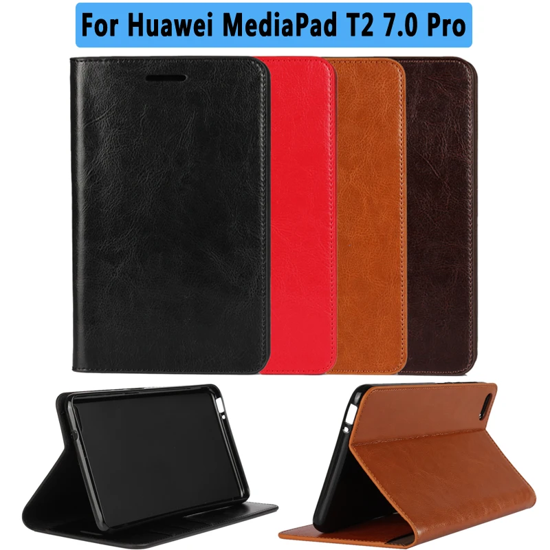 CrazyHorse Pattern Genuine Leather Case with Soft Cover For Huawei MediaPad T2 7.0 Pro Case for Huawei Mediapad T2 7.0 Pro Cover