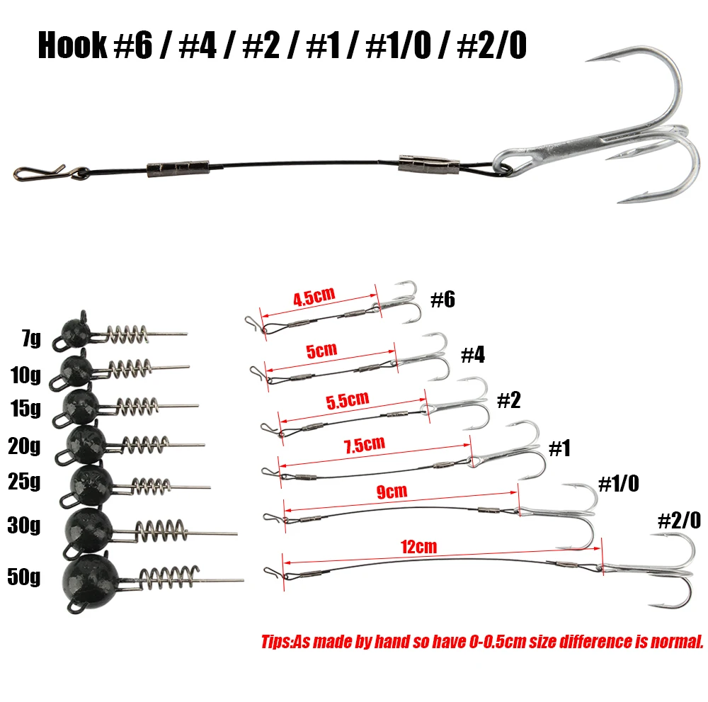 NEW Style 7g10g15g20g25g30g50g Flexhead Pike Jig Head Hooks String Hooks Set For Soft Lure Worm Saltwater Jigging Hooks (6)