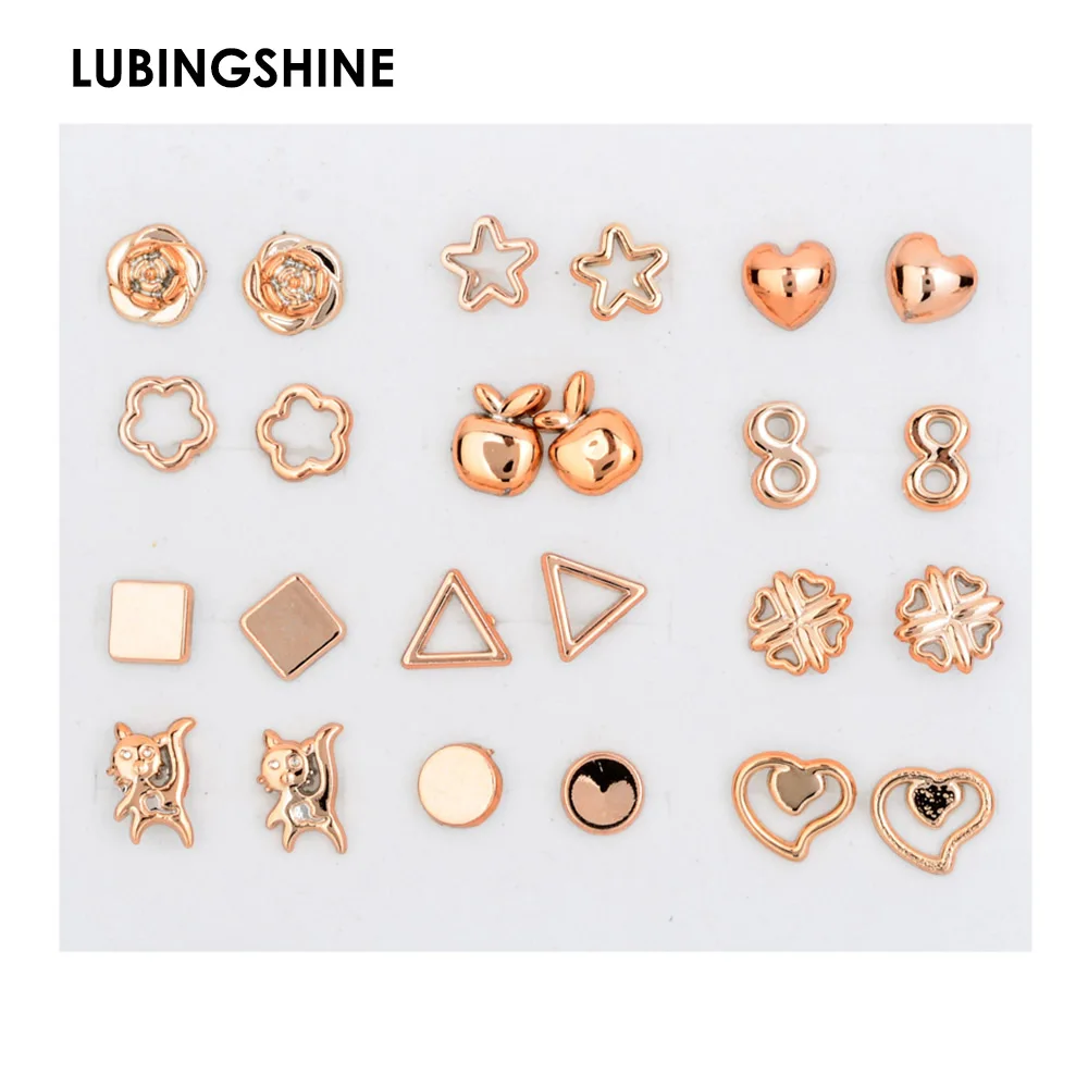 12pair/set Mix Style Anti Allergic Heart Stud Earrings Set Gold Silver Color Animal Earring Fashion Jewelry Gift For Women Girl
12pair/set Mix Style Anti Allergic Heart Stud Earrings Set Gold Silver Color Animal Earring Fashion Jewelry Gift For Women Girl