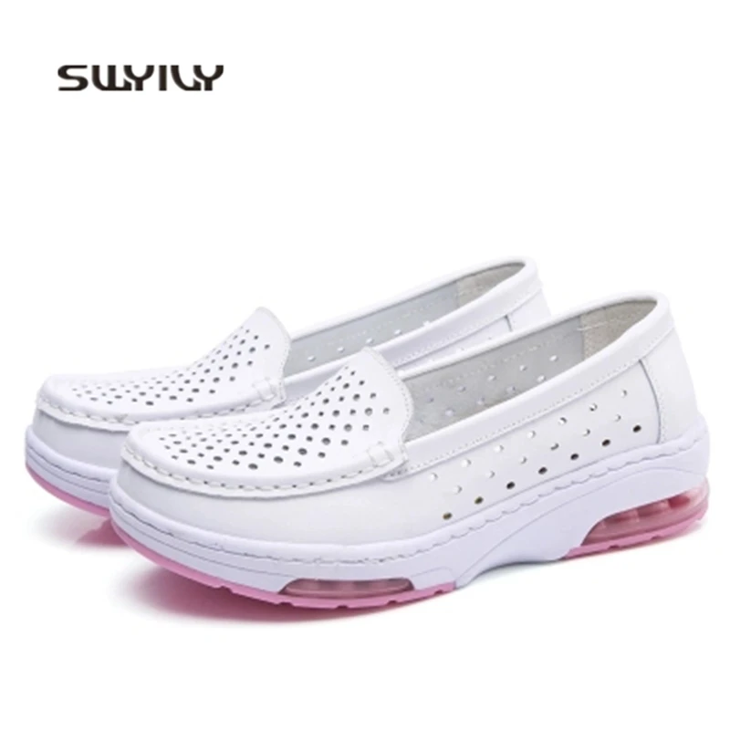 SWYIVY Women Sneakers White Nurse Shoes Hollow Breathable 2018 New Wedge Slimming Swing Shoes Light Weight Female Swing Shoes
SWYIVY Women Sneakers White Nurse Shoes Hollow Breathable 2018 New Wedge Slimming Swing Shoes Light Weight Female Swing Shoes