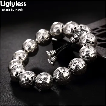 Uglyless 925 Sterling Silver Adjustable Elastic Rope Bracelets for Buddhism Heart Sutra Silver Beads Men Bracelet Religious Gift
Uglyless 925 Sterling Silver Adjustable Elastic Rope Bracelets for Buddhism Heart Sutra Silver Beads Men Bracelet Religious Gift