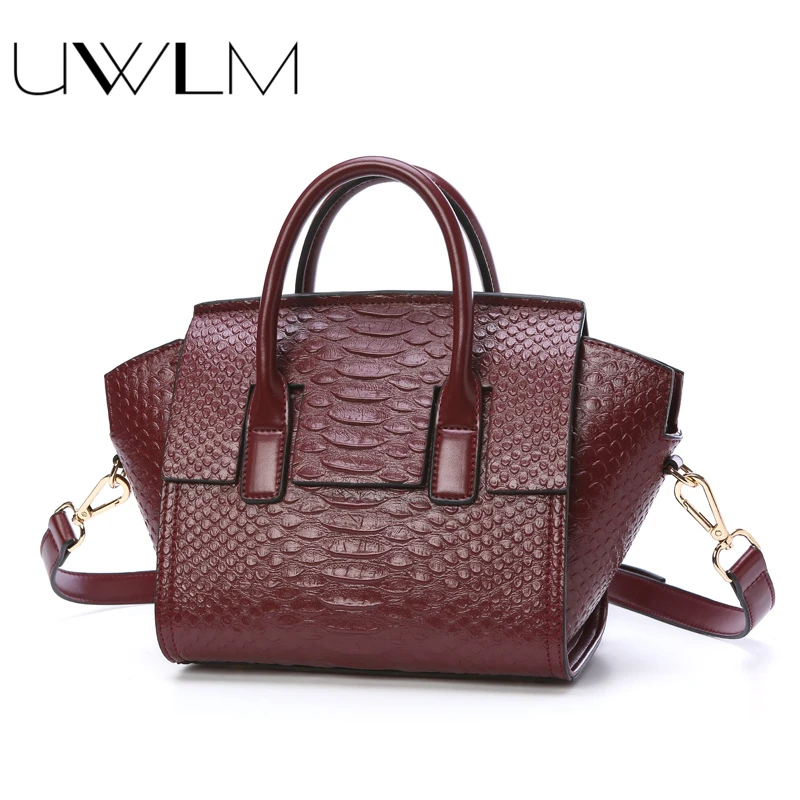 

UWLM Women Crocodile Embossed Handbags Bags 100% Genuine Cow Leather Women Handbag Hobos Totes Women Bag Large Brand Bags Luxury