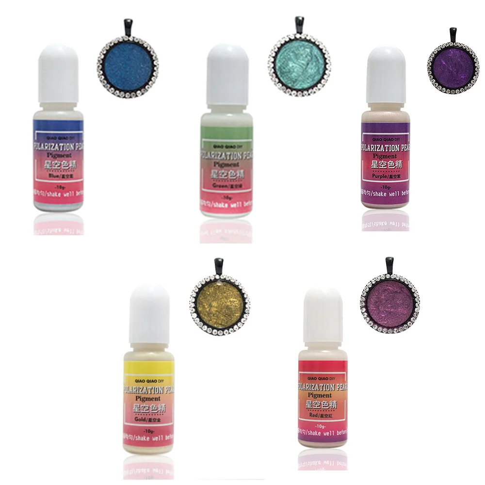 5 Colors 10g UV Resin Polarization Pearl Pigment Liquid Dye Resin Epoxy For DIY Jewelry Making Crafts Coloring Dye Colorant
5 Colors 10g UV Resin Polarization Pearl Pigment Liquid Dye Resin Epoxy For DIY Jewelry Making Crafts Coloring Dye Colorant