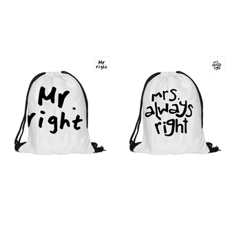 Mr. Mrs. Right Printed Drawstring Backpack Fashion Polyester Bags For Couples Lovers Pouch Backpacks With Two Sided Printing
Mr. Mrs. Right Printed Drawstring Backpack Fashion Polyester Bags For Couples Lovers Pouch Backpacks With Two Sided Printing