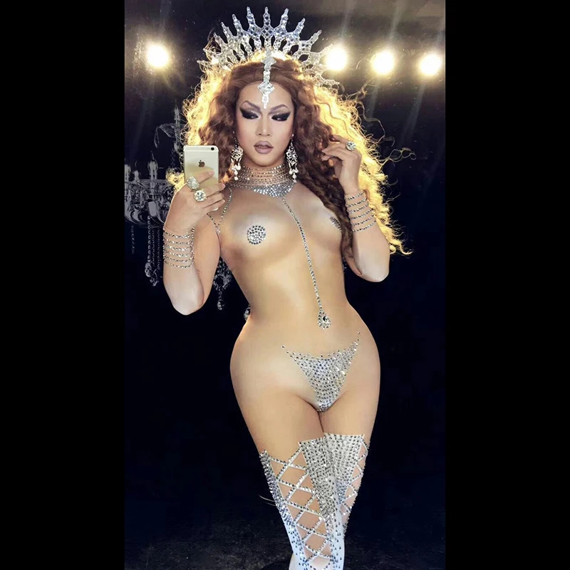 super sexy diamond elastic jumpsuit and princess water diamond headdress club birthday concert singer dancer costume
super sexy diamond elastic jumpsuit and princess water diamond headdress club birthday concert singer dancer costume