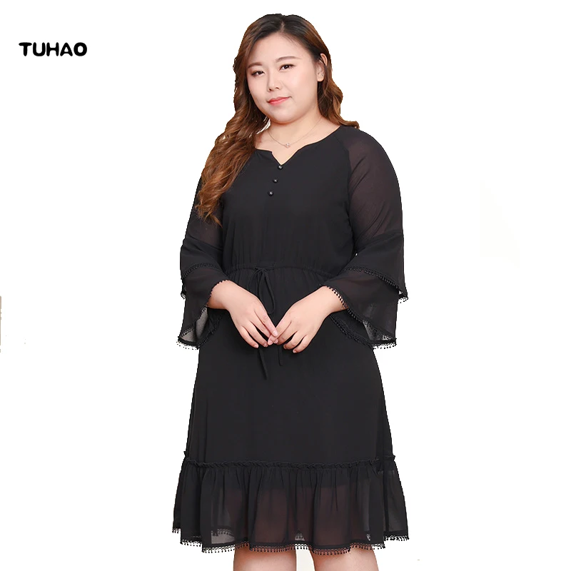 2019 Spring Dress Large Size 10XL 9XL 8XL 6XL Women's Dress Black Elegant Ruffles Fluffy Sleeve Office Lady Party Dresses MS
2019 Spring Dress Large Size 10XL 9XL 8XL 6XL Women's Dress Black Elegant Ruffles Fluffy Sleeve Office Lady Party Dresses MS