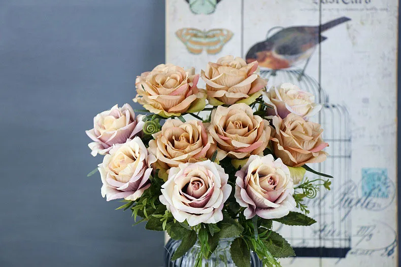 roses artificial flower bouquet wedding home decor (31)