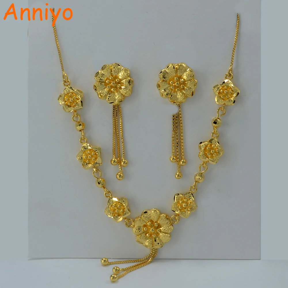 Anniyo Beautiful Flower set Jewelry Gold Color Necklace Earrings Trendy set Engagement Item #041904
Anniyo Beautiful Flower set Jewelry Gold Color Necklace Earrings Trendy set Engagement Item #041904