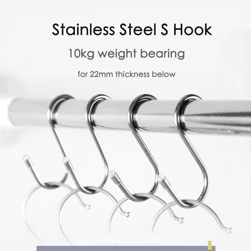 4Pcs 304 Stainless Steel Universal S Shape Hook For Kitchen Tableware Pot Pan Clothes Storage Hanger Racks Key Holder Wall
4Pcs 304 Stainless Steel Universal S Shape Hook For Kitchen Tableware Pot Pan Clothes Storage Hanger Racks Key Holder Wall