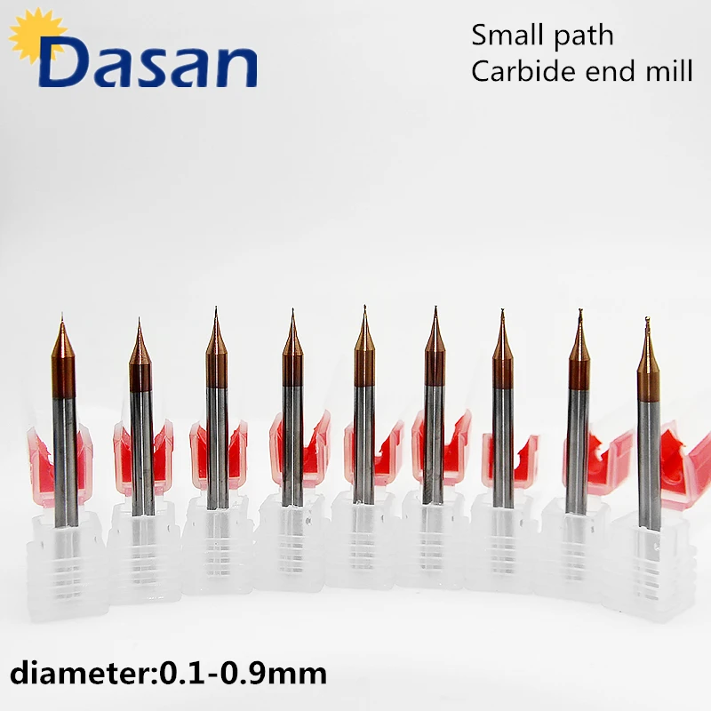 8pcs Mill 0.2mm 0.3mm 0.4mm 0.5mm 0.6mm 0.7mm 0.8mm 0.9mm HRC60 2F-D0.1X50L Micro Carbide end mill Small hole
8pcs Mill 0.2mm 0.3mm 0.4mm 0.5mm 0.6mm 0.7mm 0.8mm 0.9mm HRC60 2F-D0.1X50L Micro Carbide end mill Small hole