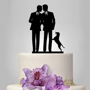 2017 Real Rushed Acrylic Gay And 1 Dog Wedding Cake Topper/Wedding Stand/Wedding Decoration Wedding Cake Accessories 
2017 Real Rushed Acrylic Gay And 1 Dog Wedding Cake Topper/Wedding Stand/Wedding Decoration Wedding Cake Accessories