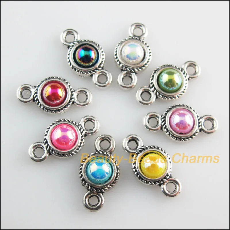 New 8Pcs Tibetan Silver Tone Mixed Acrylic Flatback Round Charms Connectors 8.5x16mm
New 8Pcs Tibetan Silver Tone Mixed Acrylic Flatback Round Charms Connectors 8.5x16mm