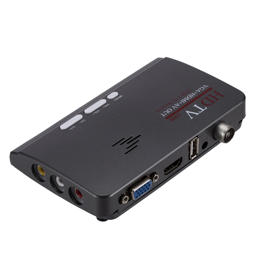 1 шт. HDMI DVB T/Φ TV тюнер приемник T/T2 Box VGA AV CVBS 1080P цифровой HD спутниковый ресивер для