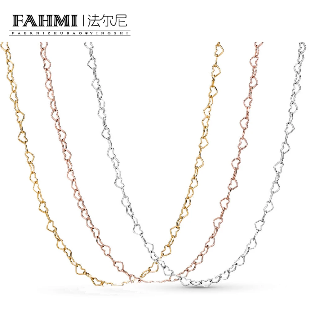 FAHMI 100% 925 Sterling Silver New Spring Shine Rose Joined Hearts Necklace Chain High Quality Women Clavicle Chain Wholesale
FAHMI 100% 925 Sterling Silver New Spring Shine Rose Joined Hearts Necklace Chain High Quality Women Clavicle Chain Wholesale