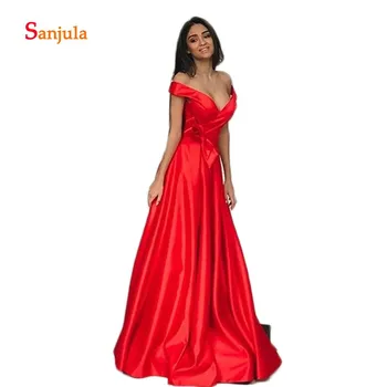 Sweetheart Off Shoulder Prom Dresses Red Satin A-Line Formal Evening Gowns Bow Waist Charming Prom Gowns Leg Slit GradautionD997
Sweetheart Off Shoulder Prom Dresses Red Satin A-Line Formal Evening Gowns Bow Waist Charming Prom Gowns Leg Slit GradautionD997