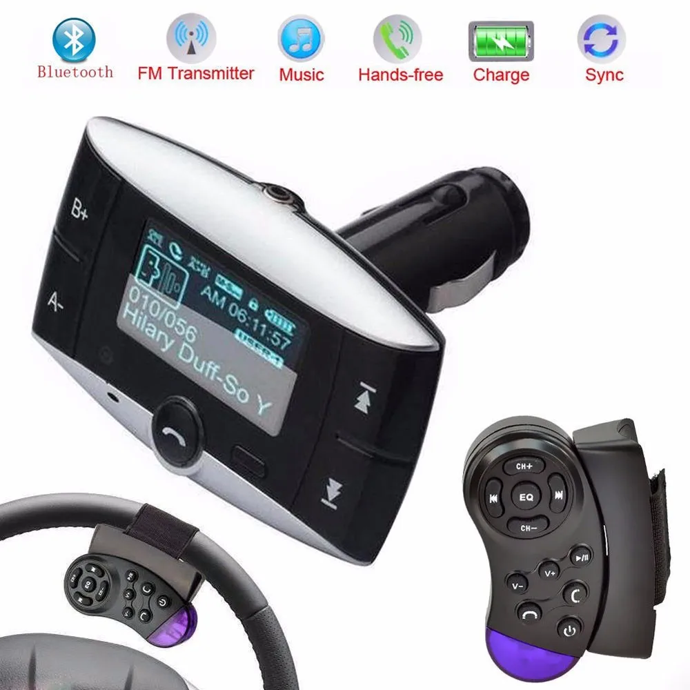 

mosunx 1.5 LCD Car Kit MP3 Player Bluetooth FM Transmitter Modulator SD MMC USB Remote Hands-Free Car Electronics Radio Music