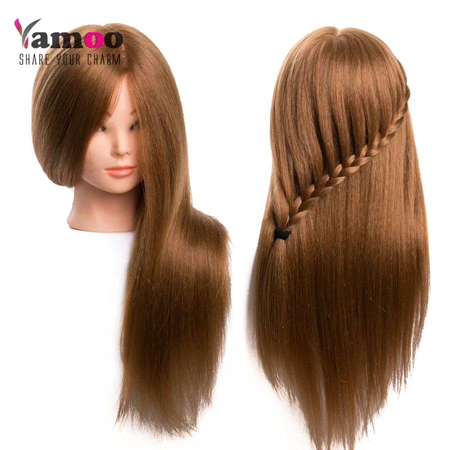 Image 60 % Real Human Hair Training head dolls for hairdressers Mannequin Dolls blonde color professional styling head can be curled