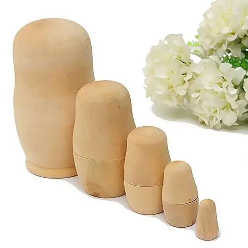 5 Pieces Unpainted DIY Blank Wooden Embryos Russian Nesting Dolls Matryoshka Toy Gift
5 Pieces Unpainted DIY Blank Wooden Embryos Russian Nesting Dolls Matryoshka Toy Gift