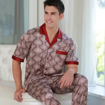 Autumn Summer Loungewear Short Sleeves Long Pants Pajama Set Men Printed Satin Silk Pyjamas Male Pajamas Pijama Sleepwear
Autumn Summer Loungewear Short Sleeves Long Pants Pajama Set Men Printed Satin Silk Pyjamas Male Pajamas Pijama Sleepwear