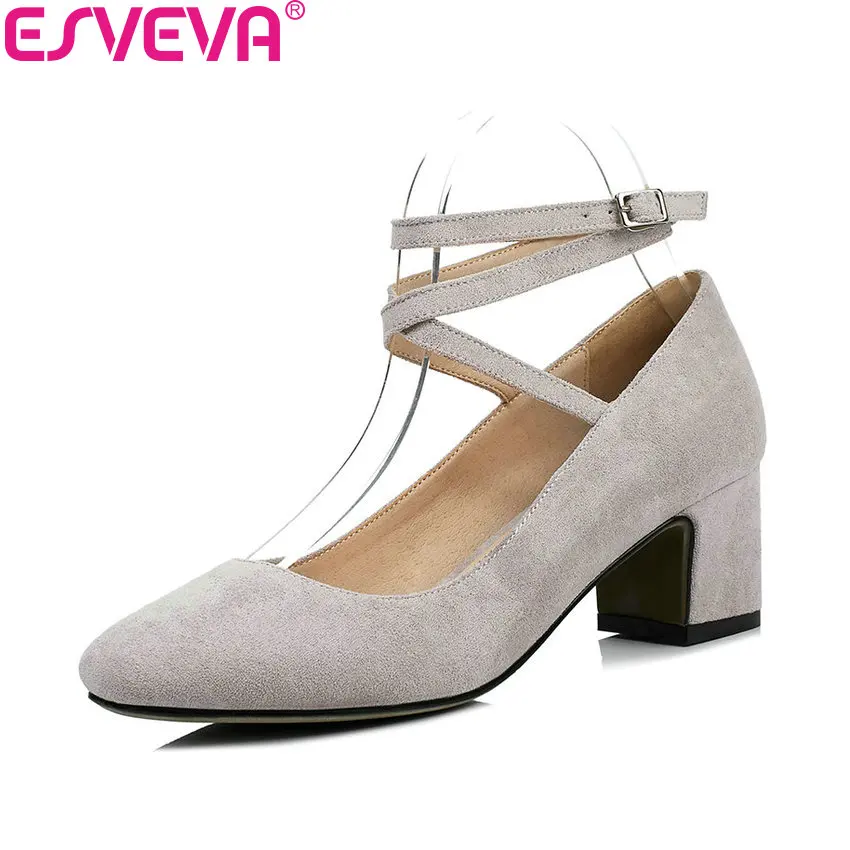 ESVEVA 2018 Women Pumps Buckle Strap Sweet Style Square High Heel Kid Suede PU Square Toe Cross-tied Ladies Shoes Size 34-43
ESVEVA 2018 Women Pumps Buckle Strap Sweet Style Square High Heel Kid Suede PU Square Toe Cross-tied Ladies Shoes Size 34-43