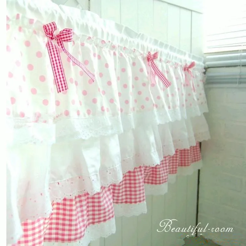 Romatic Pink Plaid &Dot Cake Style Folds Bow Decorative Cotton Short Curtain Kitchen Curtain Partition curtain 50*150cm
Romatic Pink Plaid &Dot Cake Style Folds Bow Decorative Cotton Short Curtain Kitchen Curtain Partition curtain 50*150cm