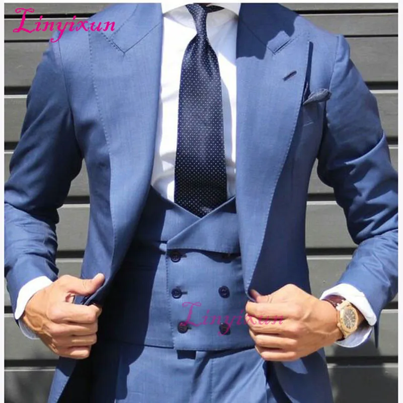 Linyixun 2017 Latest Light Blue Double Breasted vest Men Suit Tuxedo Slim Fit Skinny 3 Pieces Custom Groom mens suits Blazer
Linyixun 2017 Latest Light Blue Double Breasted vest Men Suit Tuxedo Slim Fit Skinny 3 Pieces Custom Groom mens suits Blazer