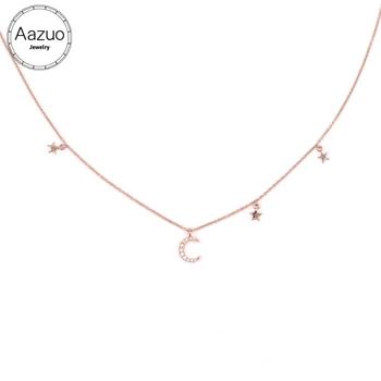 Aazuo 100% 18K Rose Gold White Gold Real Diamonds Moon & Star Choker Pendent Necklace gifted for Women Link Chain 18inch Au750
Aazuo 100% 18K Rose Gold White Gold Real Diamonds Moon & Star Choker Pendent Necklace gifted for Women Link Chain 18inch Au750