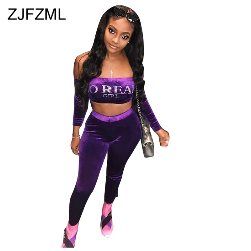Autumn Winter Velvet Two Piece Suit Women Letter Rhinestones Long Sleeve Crop Tops And Bodycon Pants Casual Plus Size Tracksuit
Autumn Winter Velvet Two Piece Suit Women Letter Rhinestones Long Sleeve Crop Tops And Bodycon Pants Casual Plus Size Tracksuit