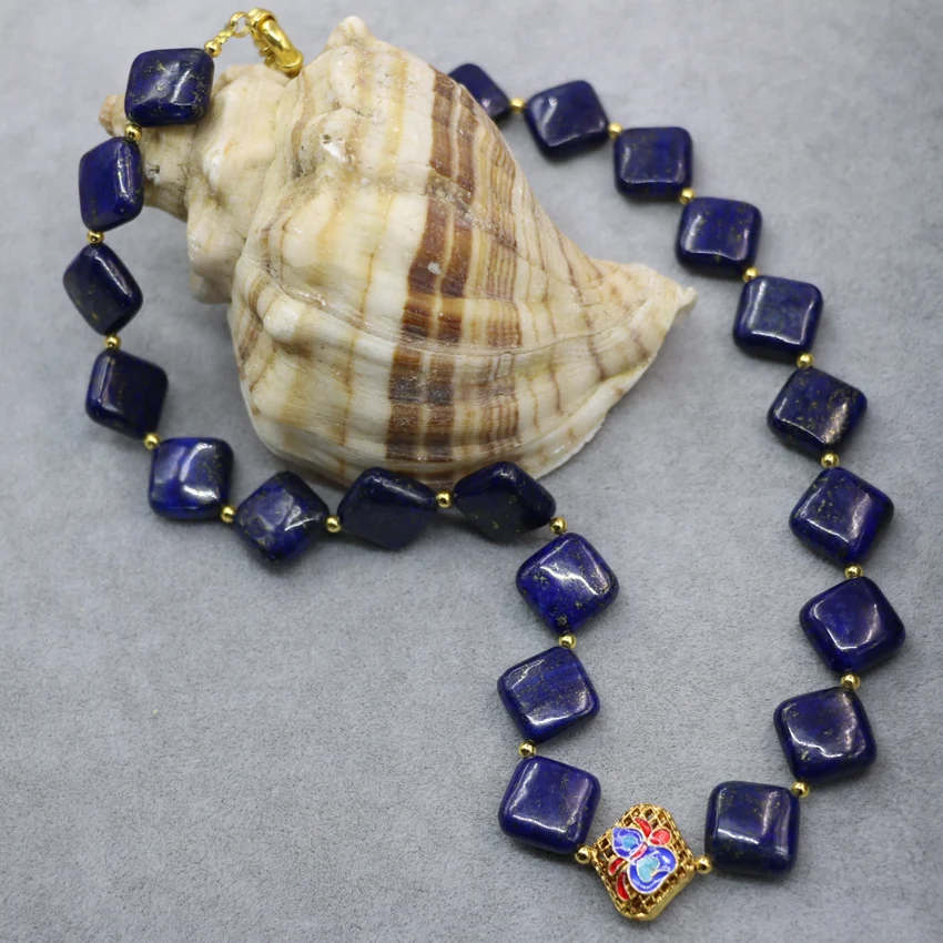 14mm natural blue lapis lazuli square shape beads chain necklace for women elegant cloisonne chokers diy jewelry 18inch B3022
14mm natural blue lapis lazuli square shape beads chain necklace for women elegant cloisonne chokers diy jewelry 18inch B3022