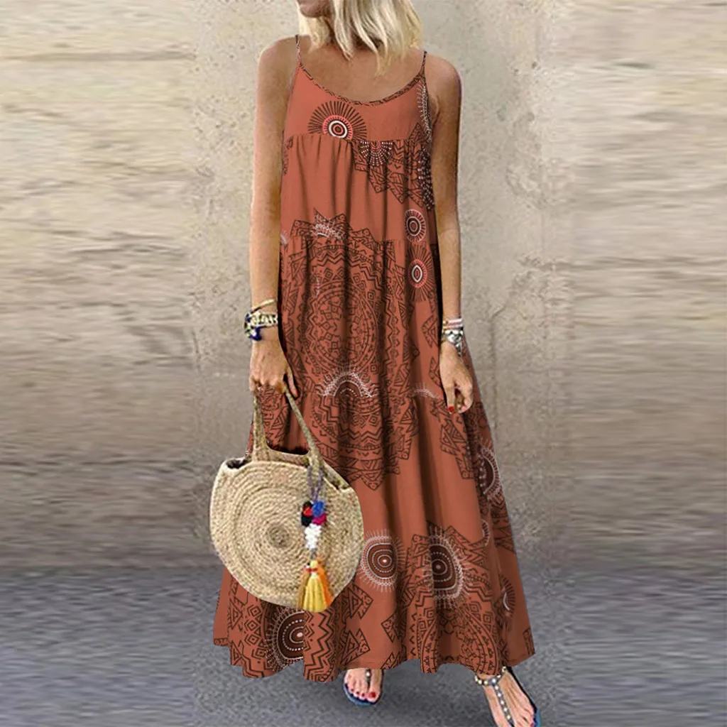 Summer Women Plus Size Spaghetti Straps Dress Boho Ladies Casual Loose Sleeveless Floral Print Long Maxi Dress vestidos 2019 New
Summer Women Plus Size Spaghetti Straps Dress Boho Ladies Casual Loose Sleeveless Floral Print Long Maxi Dress vestidos 2019 New
