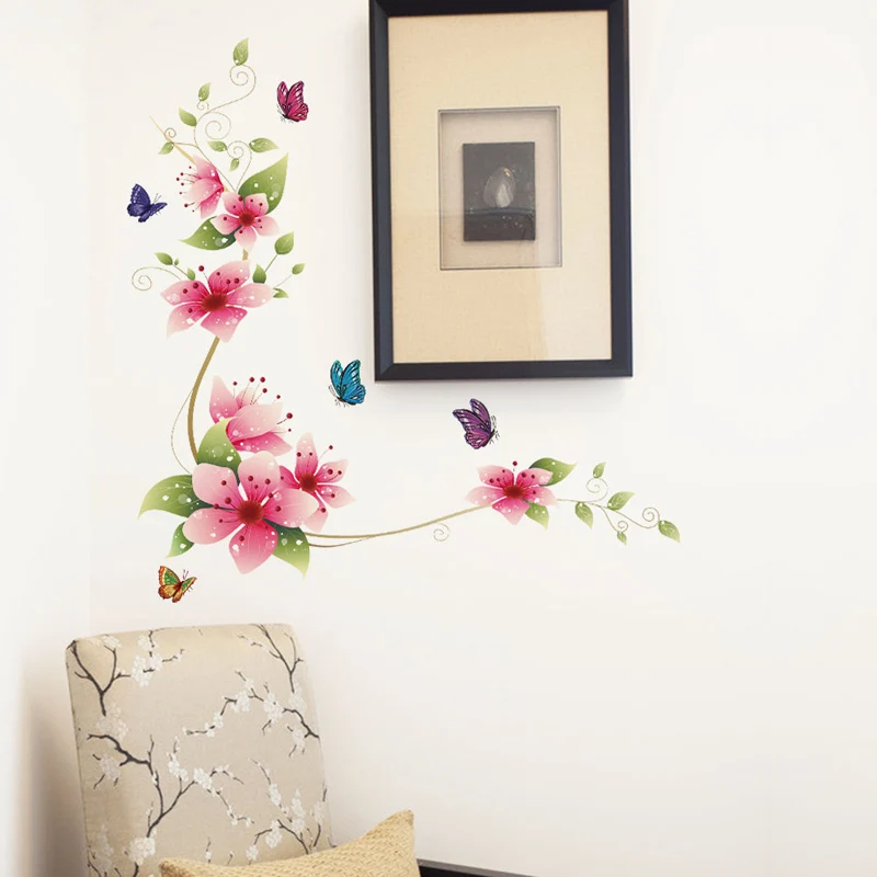 Romantic Flowers and butterflies Wall Sticker Home Decoration bedroom Living room Background Mural art Decals poster stickers
Romantic Flowers and butterflies Wall Sticker Home Decoration bedroom Living room Background Mural art Decals poster stickers