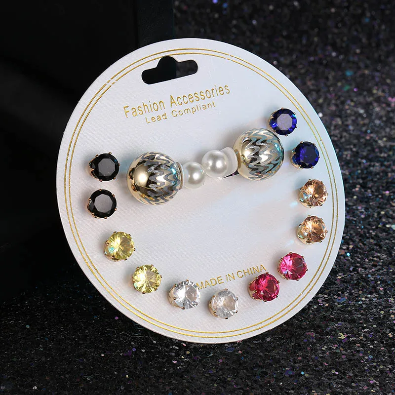 7 Pairs/Set Fashion Cubic Zirconia Crystal Stud Earrings Set For Women Luxury Jewelry Ladies Acrylic Pearl Double Sided Earring
7 Pairs/Set Fashion Cubic Zirconia Crystal Stud Earrings Set For Women Luxury Jewelry Ladies Acrylic Pearl Double Sided Earring