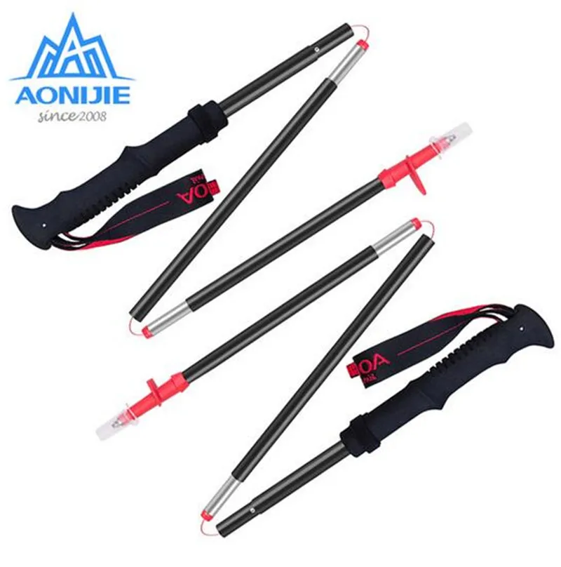 

AONIJIE Outdoor 4 Section Folding Alpenstocks Ultralight Carbon Steel Walking Stick Hiking Cane Mountaineering Trekking Poles