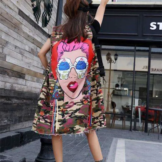 Tide brand women's 2019 spring new ladies vest patch funny pattern loose long section denim vest jacket female womens vest
Tide brand women's 2019 spring new ladies vest patch funny pattern loose long section denim vest jacket female womens vest